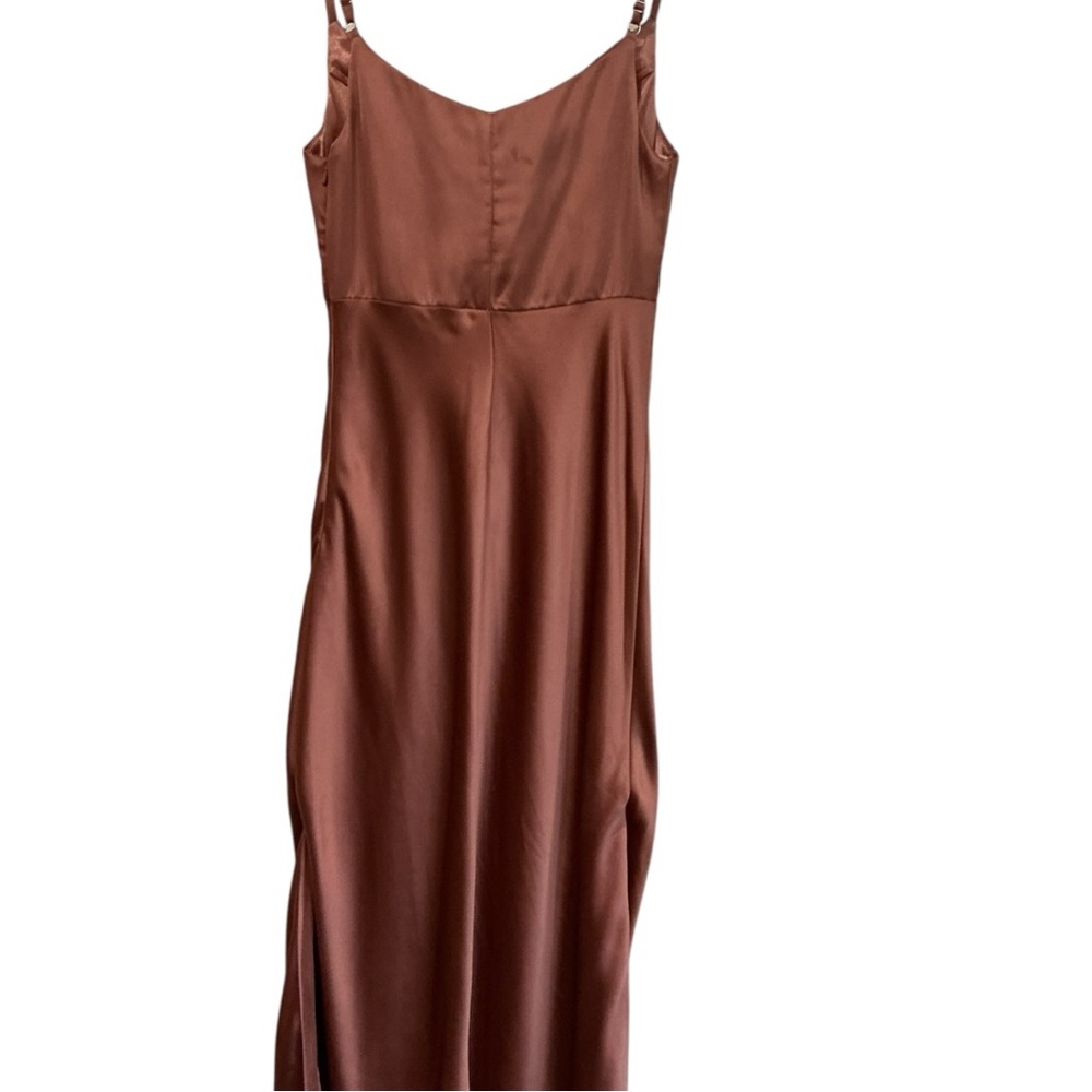 Revelry Satin Slip Dress Size8 Rose Mauve Cowl Neck Side Slits Formal Bridesmaid - Picture 3 of 8